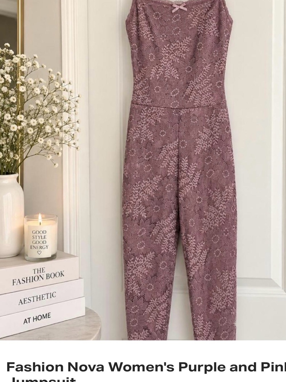 Women's Lace capri Jumpsuit in Mauve